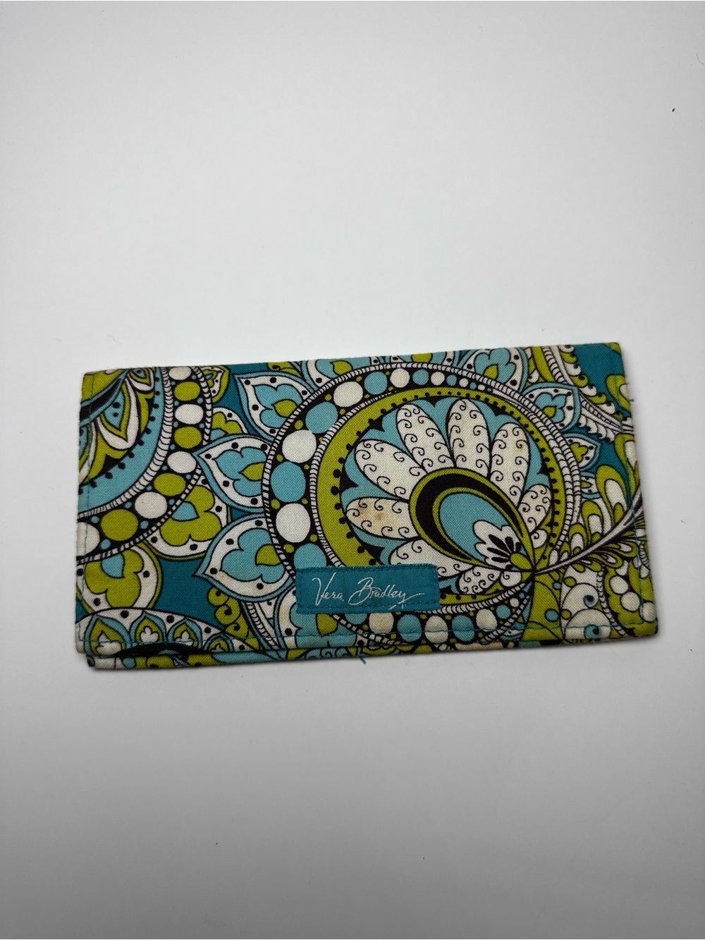 Vera Bradley Teal and Lime Paisley Checkbook Wallet
